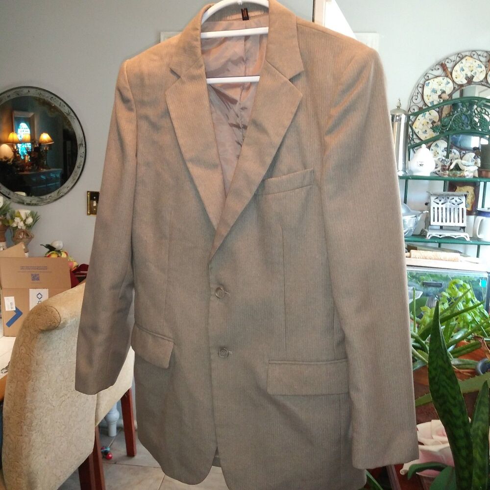 Vintage 40L Garson Pierye Italian Suit Jacket Tan Color Fully Lined